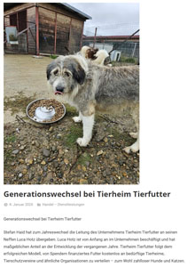 Ein Hund vor einem Futternapf schaut ganz traurig