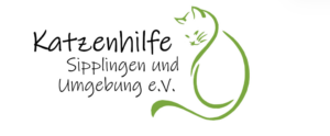 Logo mit der Aufschrift Katzenhilfe Sipplingen und Umgebung e.V. und einer grünen Umrisszeichnung einer sitzenden Katze, die nach links blickt, oberhalb und neben dem Text.